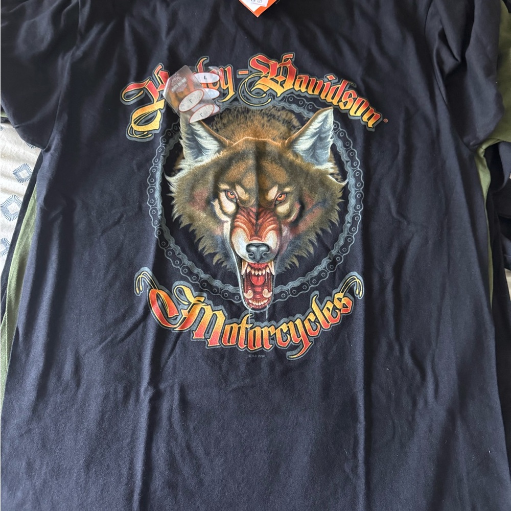 Harley-Davidson Black Short Sleeve Tee with Wolf Design